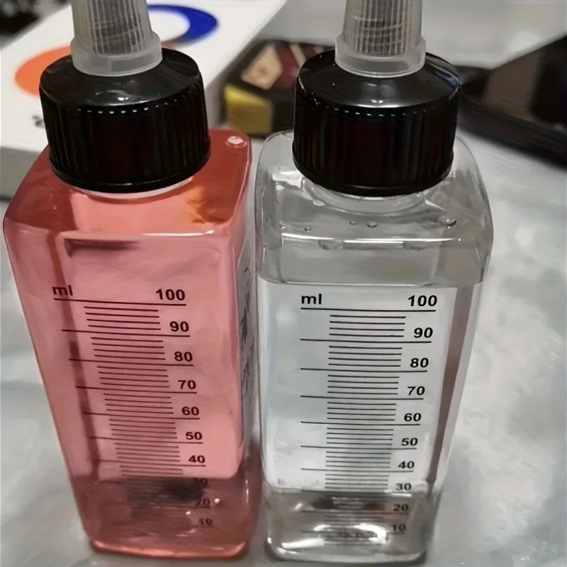 1/4Pcs Transparent Square Squeeze Bottles, ML/OZ Graduated, Refillable Cosmetic Containers
