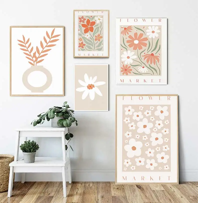 Flower Market Wall Art Painting Canvas Exhibition Poster Bohemian Picture Room Home Living Room Decoration