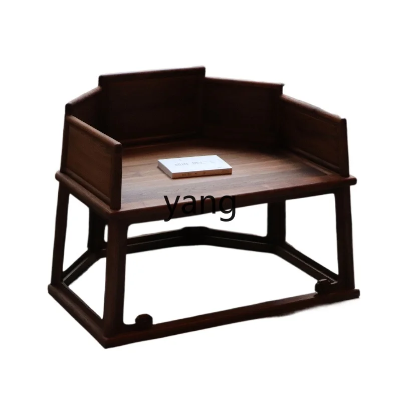 LH Wood Meditation Chair New Chinese Black Walnut Enclosure Chair Cross-legged Meditation Chair