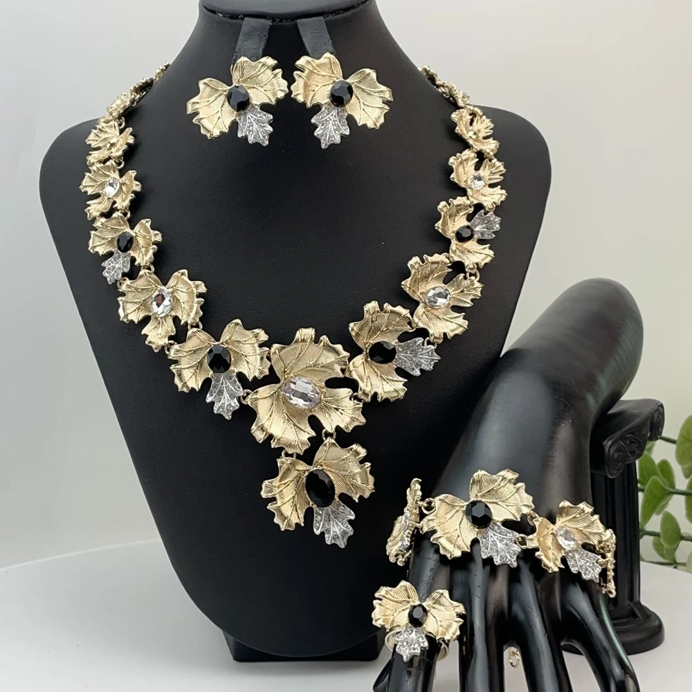 Italian Dubai Simple Style Big Bold Necklace Luxury Quality African Bride Jewelry Set For Women Party Gifts FHK30029