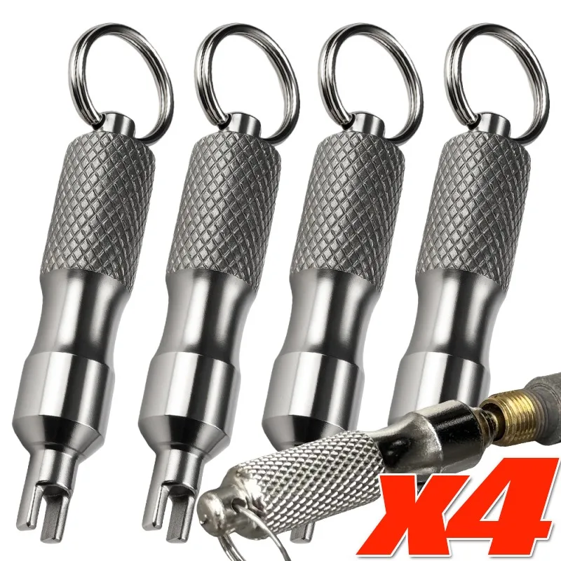 Car Tire Valve Core Disassembly Tool Key Chain Portable Valve Core Wrench Car Bicycle Tire Valve Disassembly 1/2/4pcs