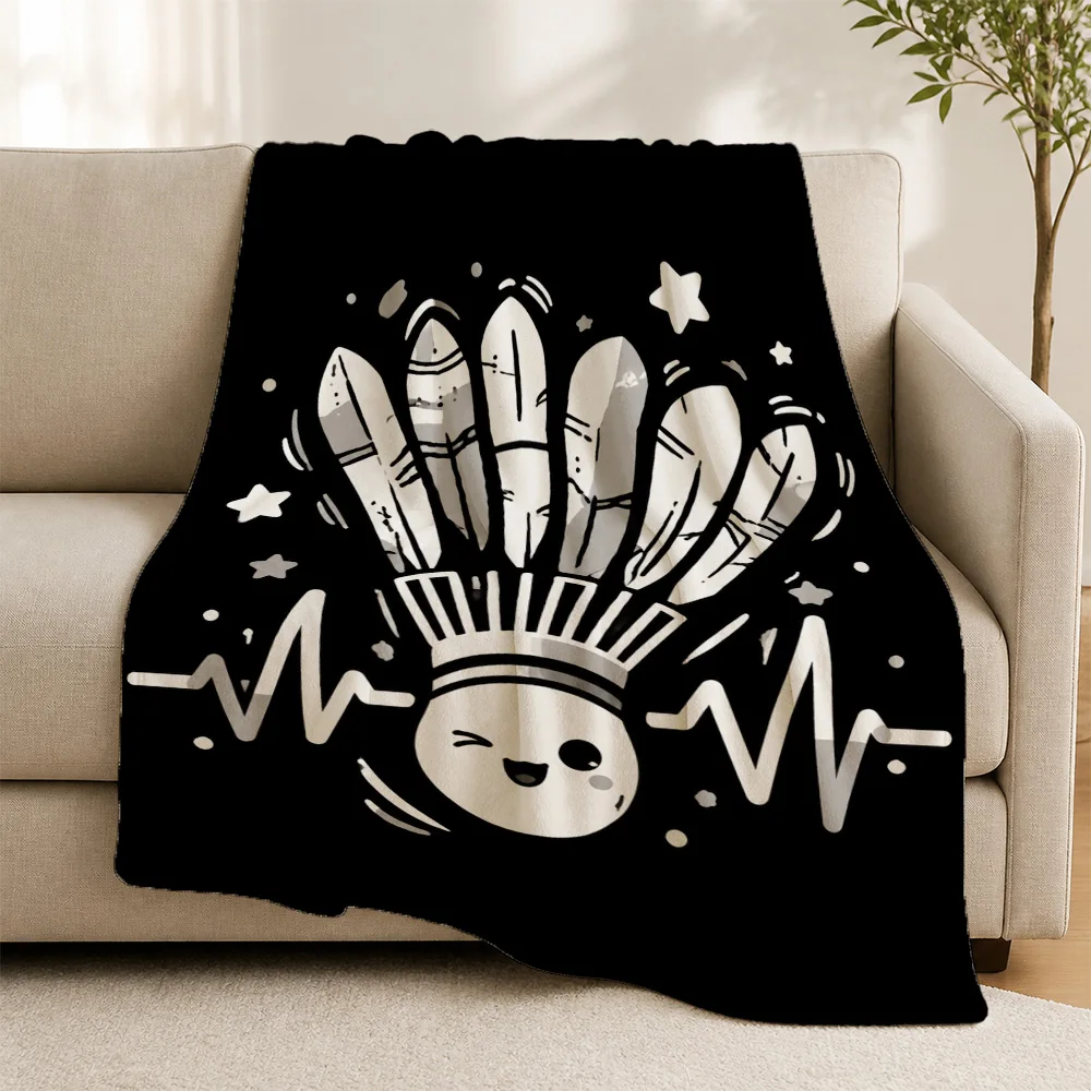Cozy Boho Feather Tribal Print Throw Blanket Sofa Couch Decor Novelty Cartoon Accent Warm Plush Fall Spring Winter Housewarming
