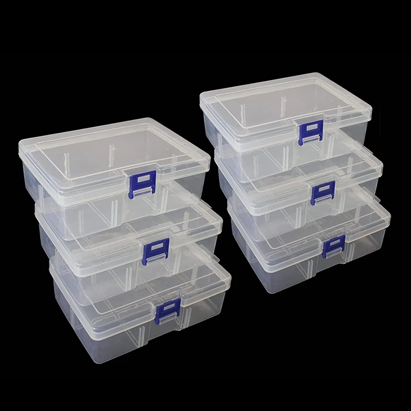 6Pcs Clear Plastic Organizer Box,Containers Storage Box With Snap-Tight Closure Latch For Jewelry Making & Sewing Crafts