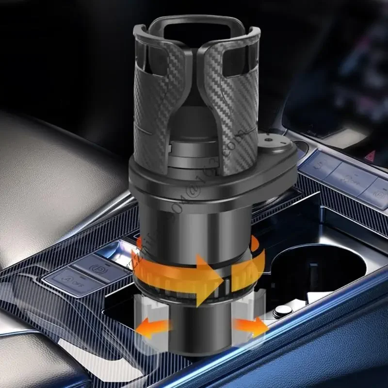 

Car Multifunctional Cup Holder Stand Carbon Fiber Black Design With Rotating Base Fit Various Vehicle Models Long Drives .X7AE