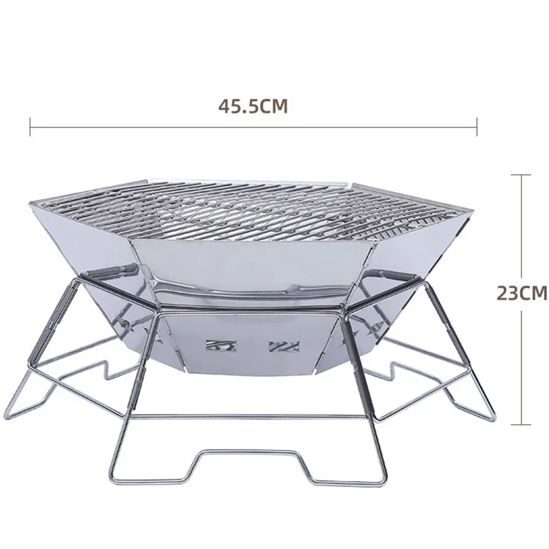 Imagem -02 - Fogão a Lenha Portátil para Acampamento ao ar Livre Braseiro Aquecedor de Madeira Dobrável Churrasco Churrasco Grill Stand