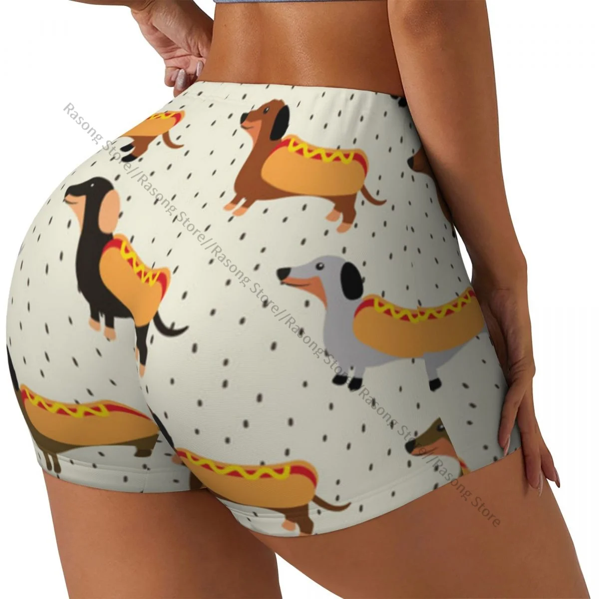 Spandex yogashorts voor dames Teckelspatroon Workout Booty Shorts