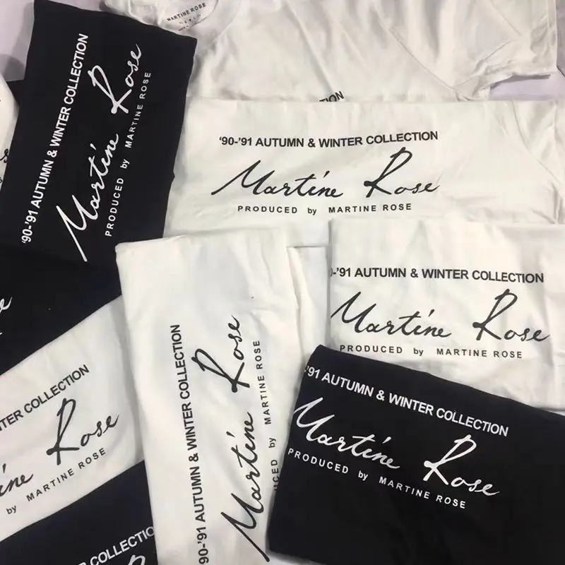 Chest Signature Print Martine Rose T-shirt Black White Tee Men Women High Quality Inside Printed Label T Shirt Short Sleeve Tops