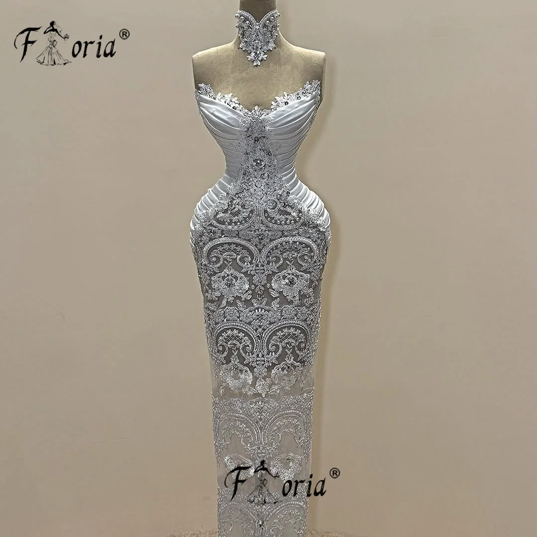 

Sexy Beads Mermaid Evening Dresses See Through 3D Flower Appliques Party Prom Gown 2025 Customized robe pailletée femme soirée