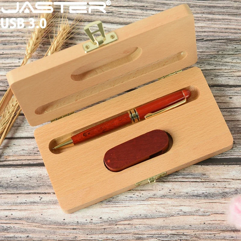 

JASTER USB 3.0 Flash Drives 128GB Ballpoint Pen Case Memory Stick 64GB Wooden Box Pen Drive 32GB Photography Gifts 16G 8GB 4GB