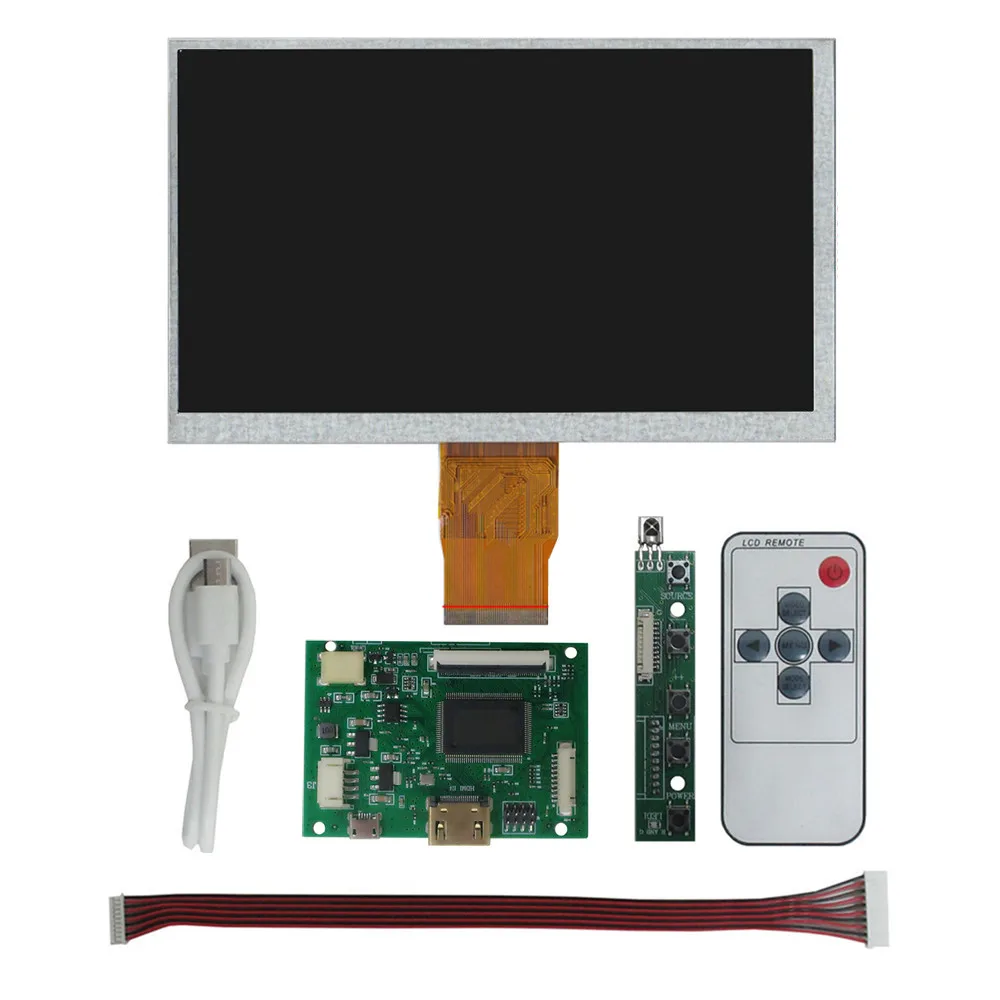 

7-дюймовый IPS LCD-дисплей с разрешением 1024*600, HDMI-совместимая плата управления, панель монитора для Raspberry Pi и ПК