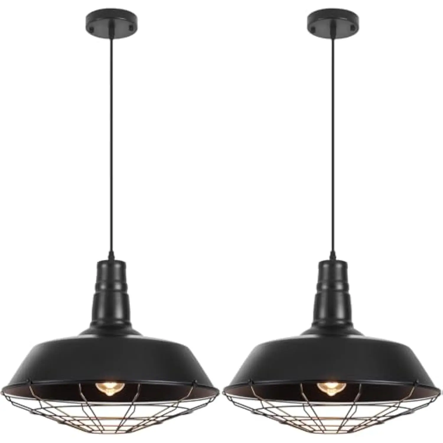 

Black Farmhouse Pendant Light, 18.1 Inch Large Pendant Lights Kitchen Island, Industrial Pendant Light with Wire Cage, Barn Lig