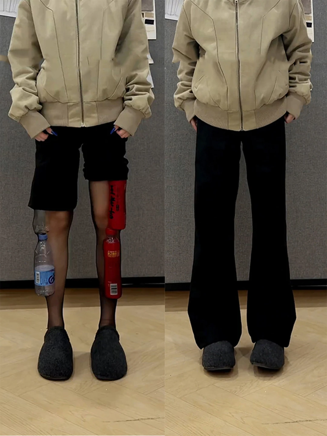 

Bla Fce Lined Men's Bootcut Pants Winter Slimming Knife Trousers Cleanfit Straight Leg Lift Waist Pants Casual Yout...