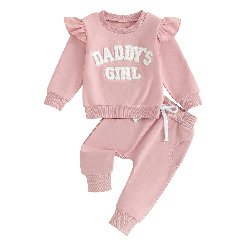 

Infant Girl Clothes Daddy s Girl Outfit Ruffle Long Sleeve Sweatshirt Pants Outfit Baby Girl Fall Winter Clothes