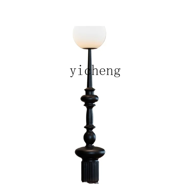 

Tqh Roman Column Floor Lighting Walnut Living Room Mid-Ancient Retro High-Grade Feeling Quiet Style Bedroom Bedside Lighting