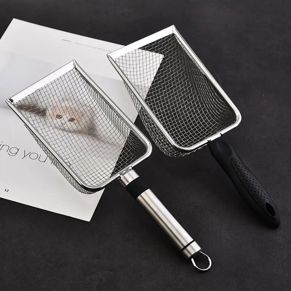 Wall Hanging Cat Litter Scoop Stainless Steel Cat Litter Scoop with Fine Mesh Sieve for Pet Feces Sand Substrate Scoop for Cat