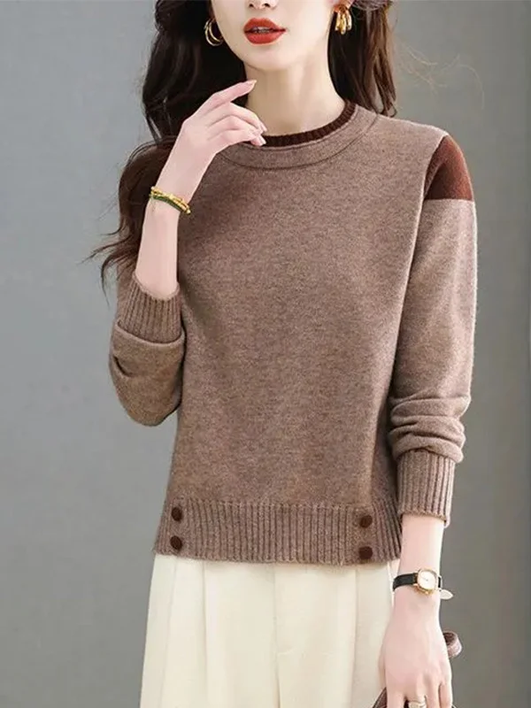 Damen Faionable Ort Round Ne Strickpullover Farbe Blo Base Layer Top Warme Winterkleidung Lässige bequeme Passform