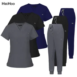 Unisex Pet Grooming Care Set Clinic Nurse Doctor Clean Scrubs Short-sleeve Suit Outdoor Work Medical Surgical Uniform Wholesale