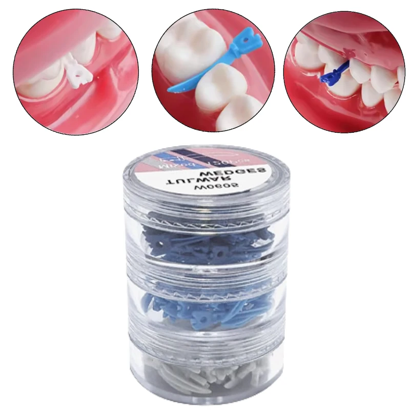 

120Pcs Dental Tulwar Wedges Refill Wedge For Sectional Matrix System With Hole Disposable Plastic S/M/L