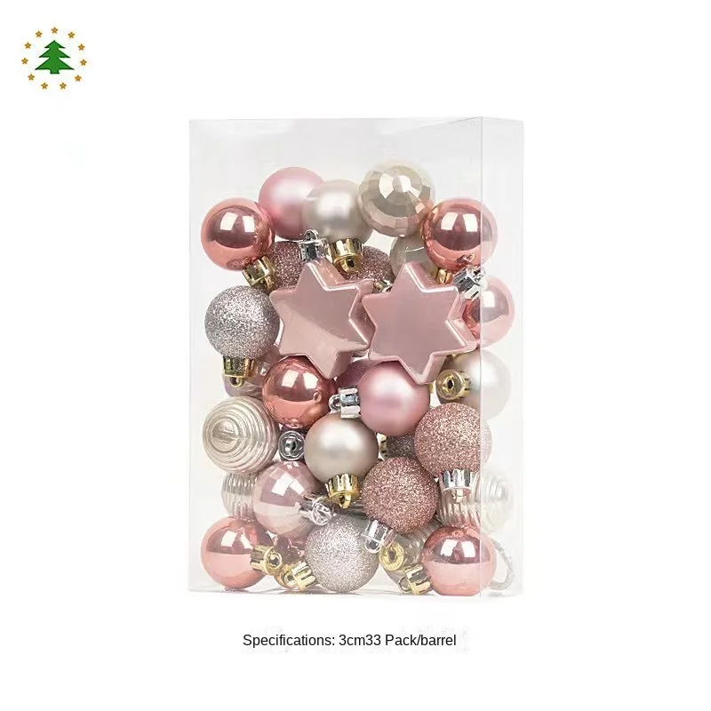 Christmas Tree Decorations 3cm Light Gold Christmas Ball 33 Pieces Hanging Decoration Pendant Christmas Combination Ball