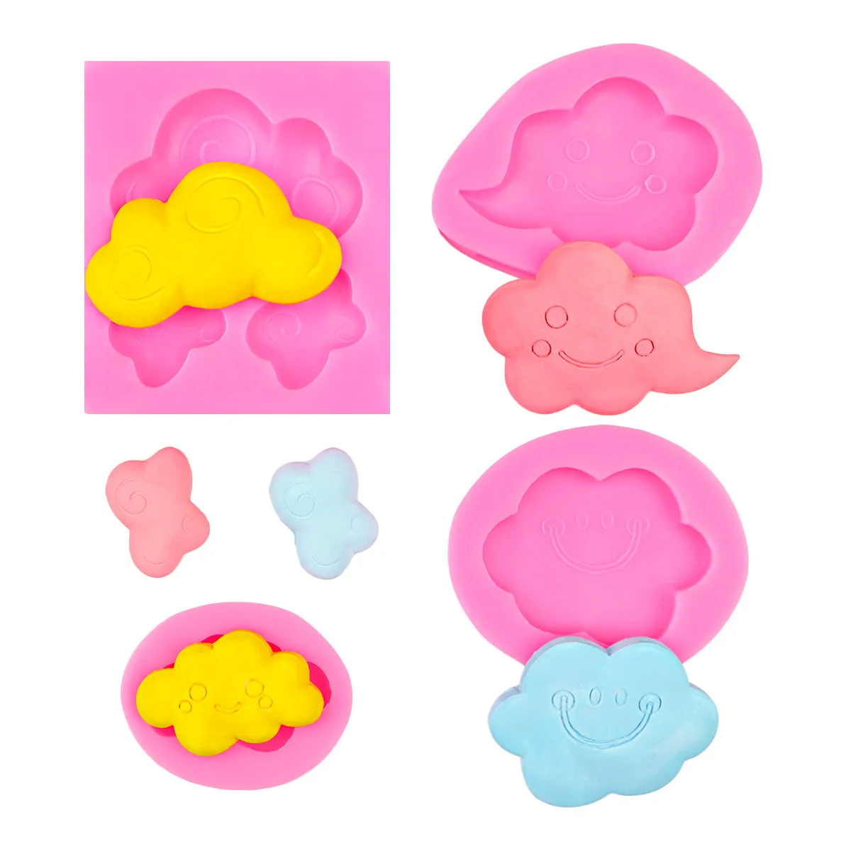 Fondant DIY Soft Pottery Clay Modeling Tools, A Variety of White Cloud Silicone Molds, Cake Card Mold 15-485
