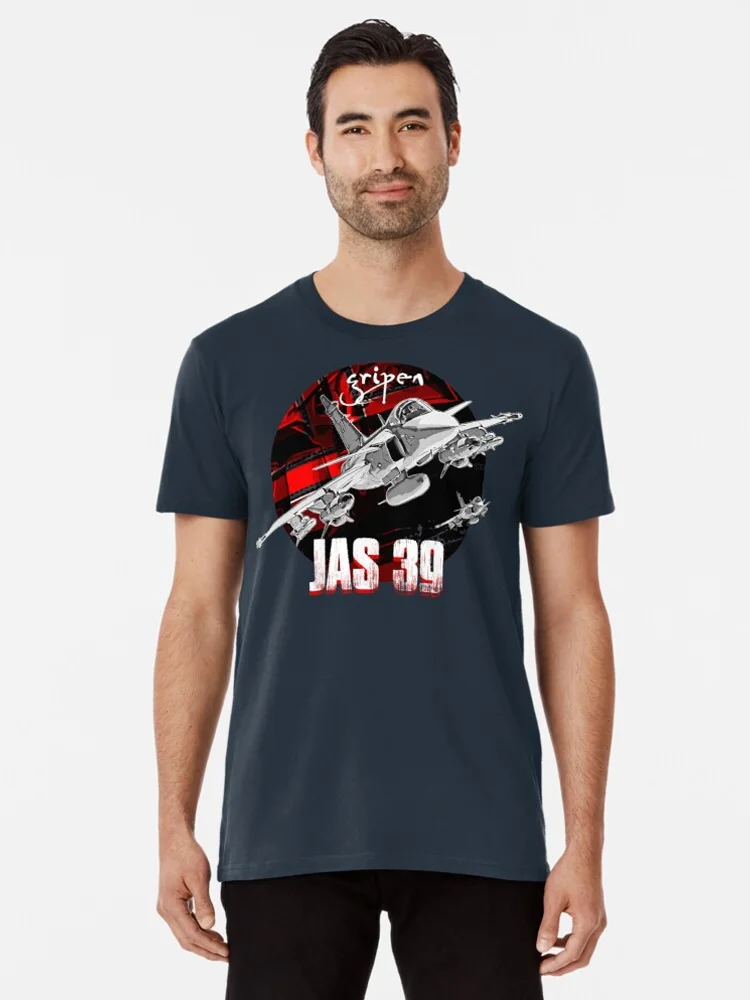 Swedish Saab JAS-39 Gripen Fighter T Shirt. New 100% Cotton Short Sleeve O-Neck Casual T-shirts Size S-3XL