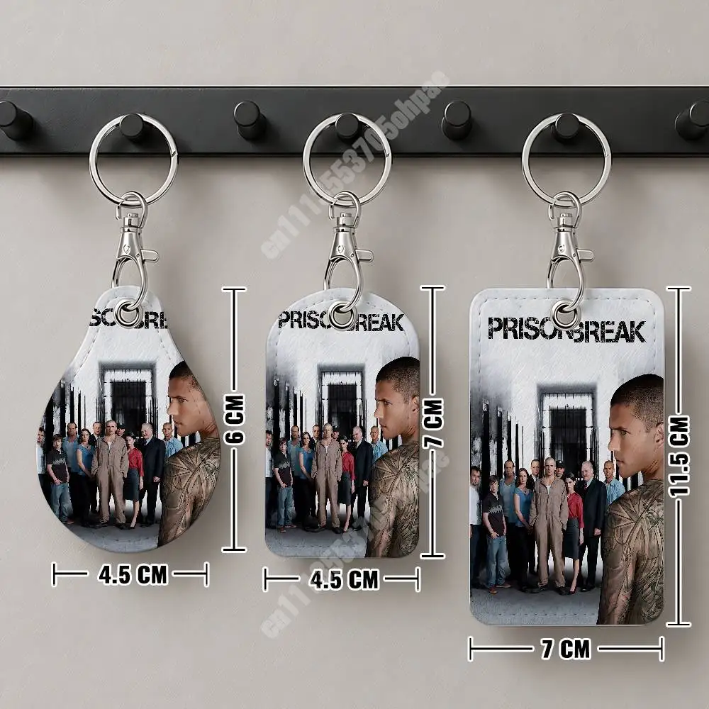 P-Prison Break-S Michael Scofield Leather Keychain Card Holder for Airtag & ID Cards Business Bag Charm