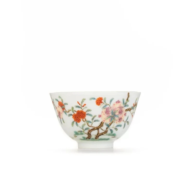 Pastel small tea cup over branch pomegranate flower master cup women's high-end ceramic kung fu teacup