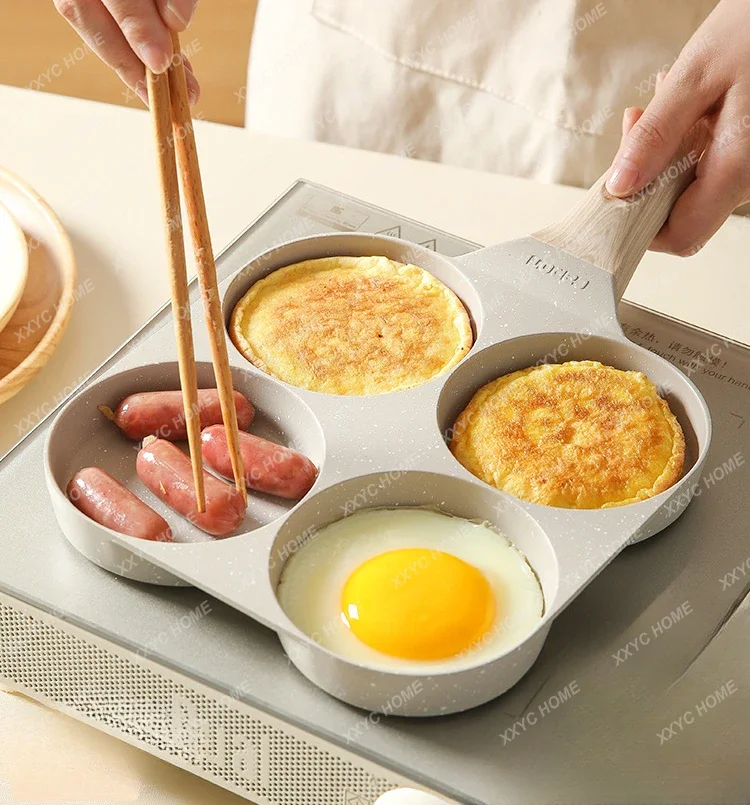 Hamburger Maker Pan Non-Stick Pan Household Four-Hole Breakfast Pot Small Griddle