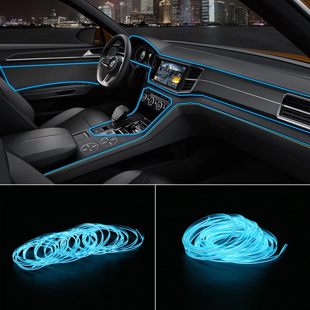 Car 12V LED Cold lights 5m Flexible Neon EL Wire Light Strips Interior Decoration Car styling Decorative Lamp