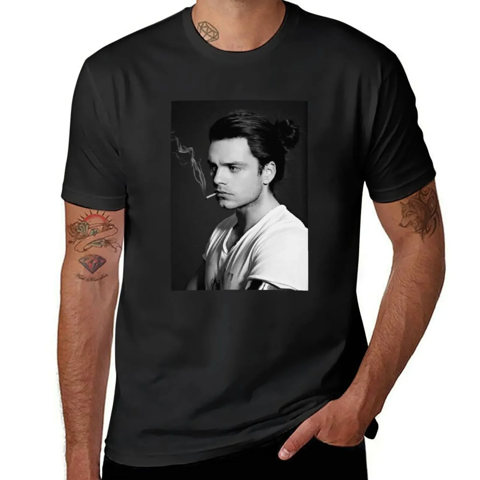 

Sebastian Stan T-Shirt plus size clothes cotton graphic tees plus size men clothing