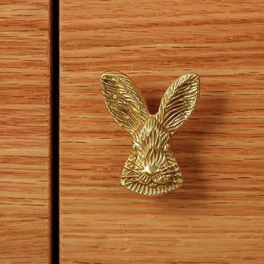 

2Pcs Easy Install Bunny Head Cabinet Handles Gold Drawer Pulls Dresser Knobs Decor