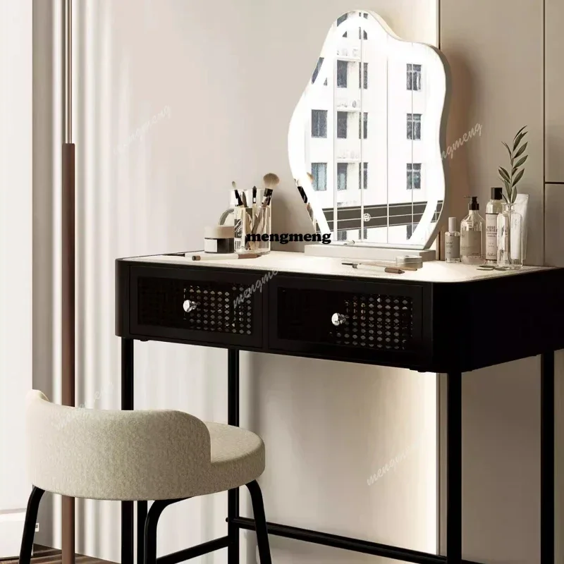 White Nordic Organizer Vanity Table Mirror Drawers Makeup Girls Small Dressers Space Saving Pentiadeira Feminina Room Furniture view 5