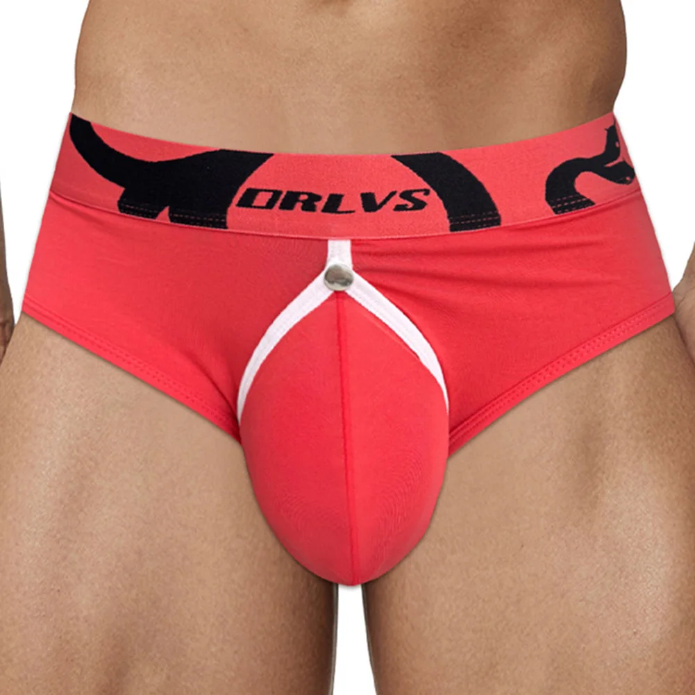 Men's Soft Briefs Underwear Featuring Low Waist Removable Pouch and Open Butt Design for Enhanced Breathability