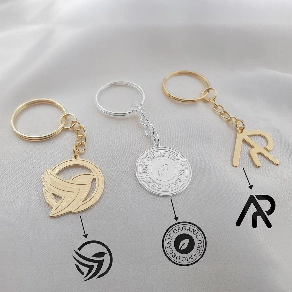 Personalized Custom Logo Keychain Stainless Steel Etched Engrave Brand Name Key Ring Business Corporate Promotion Gift Key Chain