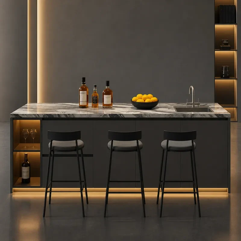 High Grade Sensory Rock Slab Flush Island Table Integrated 2025 New Middle Island Material Table Separate Island Italian