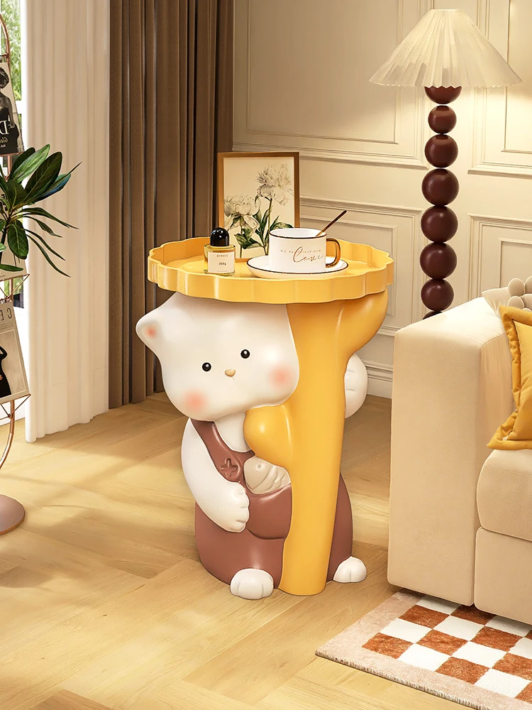 

Home Decor Cat Statue Tray Storage Rack Blessing Art Ornament Living Room Creative Sofa Side Table Children's Room Bedside Table