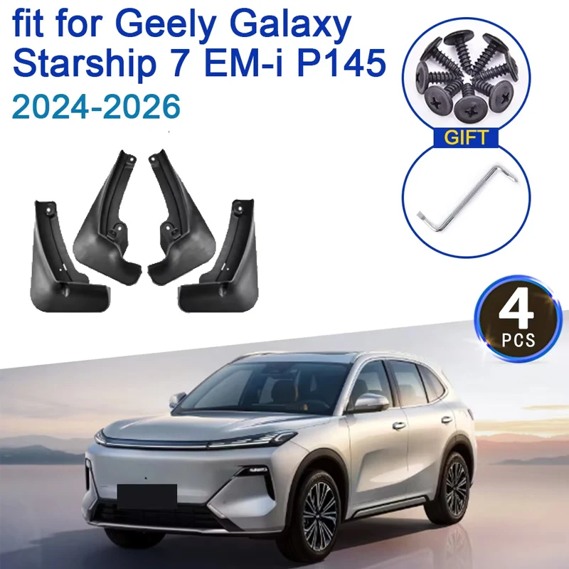 

Для Geely Galaxy Starship 7 2024, аксессуары EM-i P145 2025 2026, автомобильные брызговики, передние и задние брызговики, Fende Flare