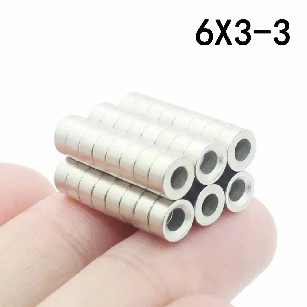 5/10/20/30/40Pcs 6x3-3 Neodymium Magnet 6mm x 3mm  Hole 3mm N35 NdFeB Round Super Powerful Strong Permanent Magnetic imanes Disc