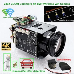 CamhiPro 4K 8MP 240X zoom auto Tracking Wifi wireless IP Camera auto IRIS P2P ONVIF sony IMX415 WIFI SD 256GB IP Camera