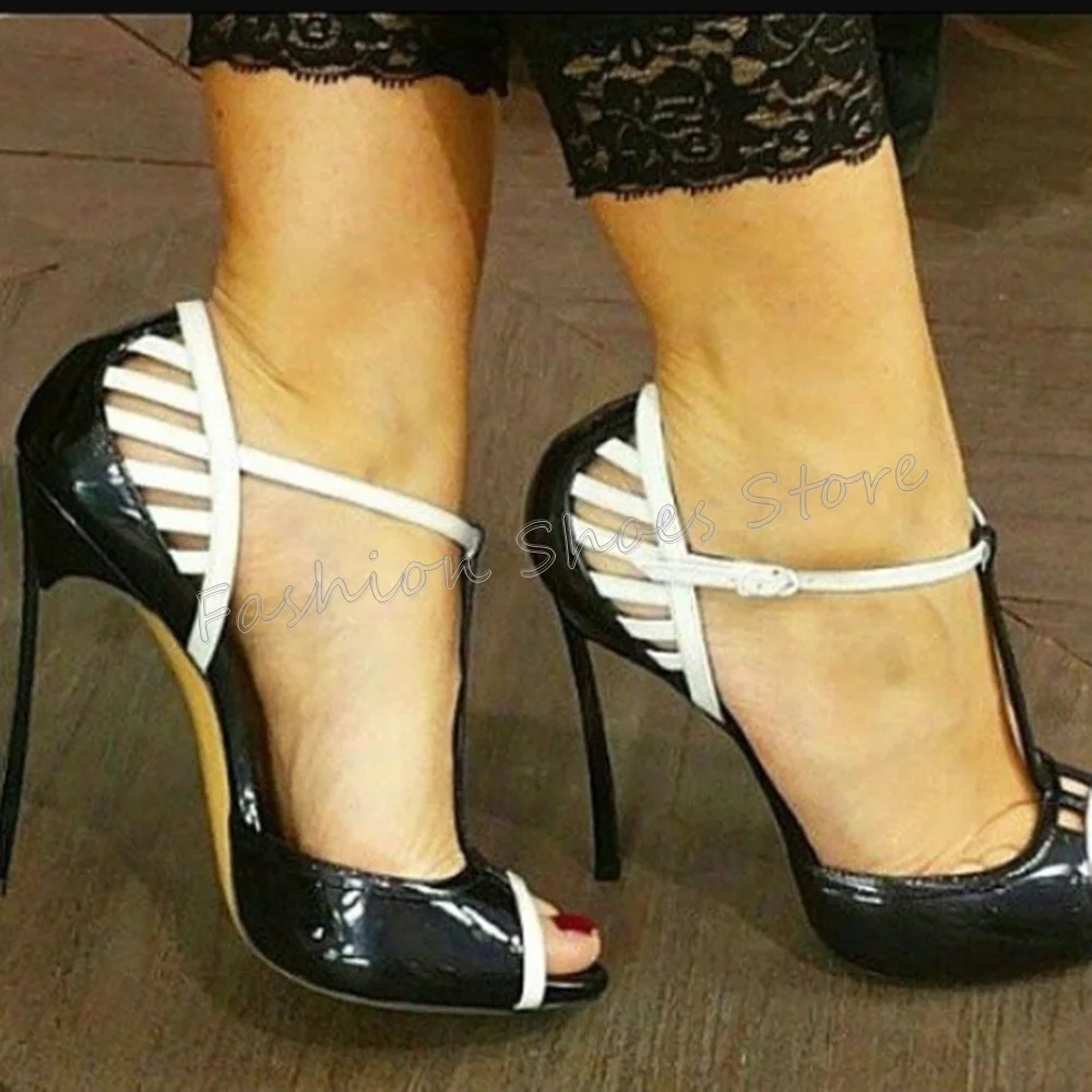 

Hollow Out Peep Toe Splicing Sandals Ankle Buckle Thin High Heels High Heel Shoes for Women Heels 2025 New Zapatos Para Mujere
