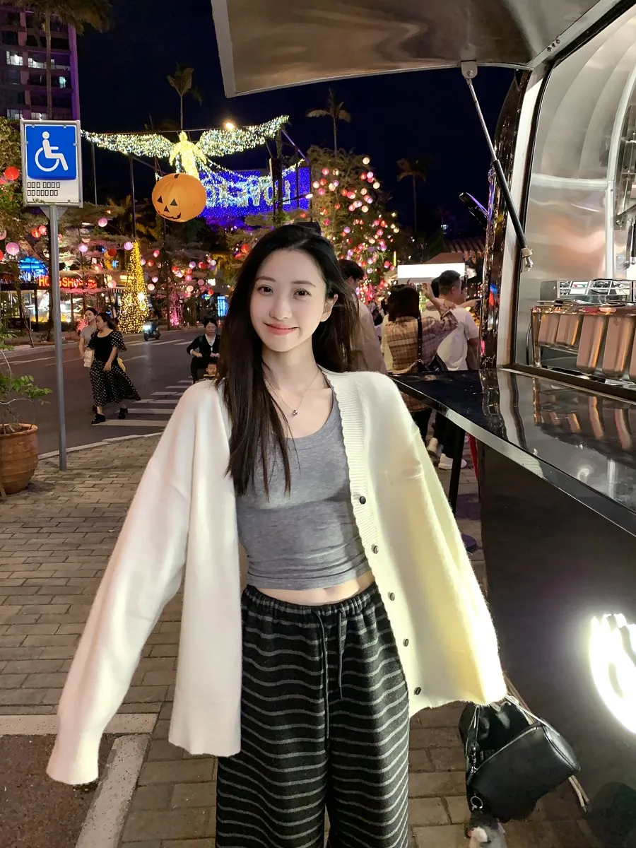 

Soft Pure Wool V-Ne Open Cardigan Women's Autumn Winter Lazy Sle Casual Knitted Outerwear Loose Fit Long Sve Mid-Length