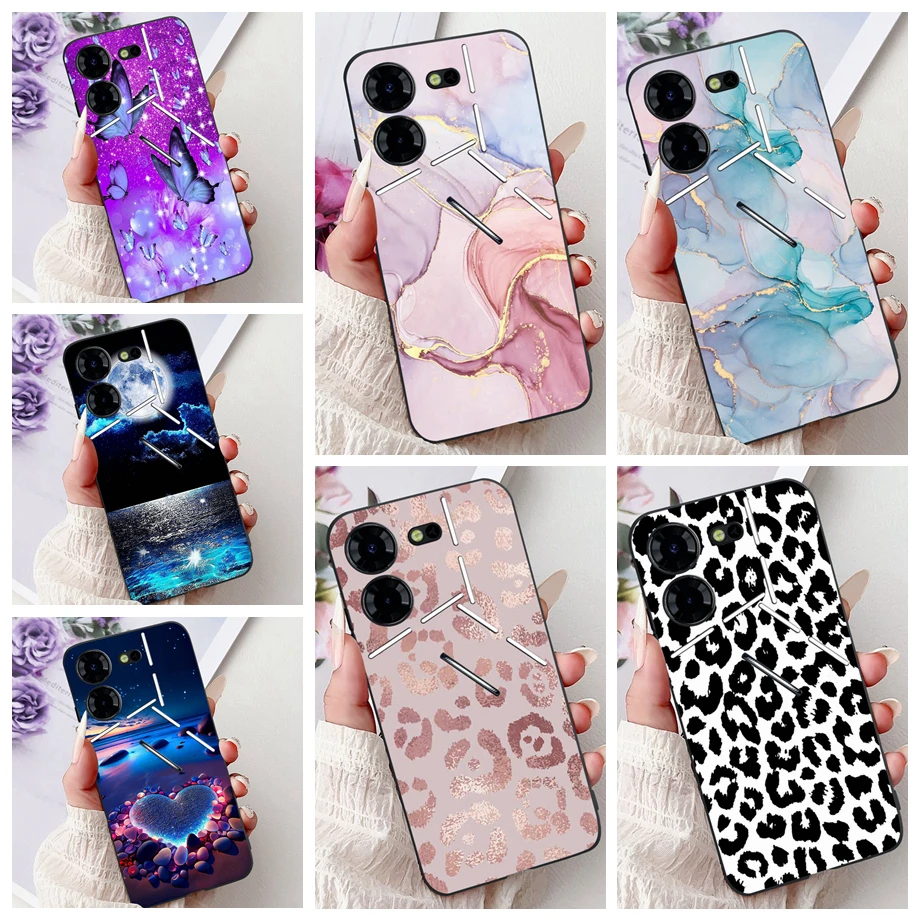 لينة ماتي سيليكون الغطاء الخلفي ل Tecno Pova 5 برو 5 جرام LH8n جراب هاتف الرخام القوطية نمط زوجين الكرتون كابا ل Pova5 5 برو