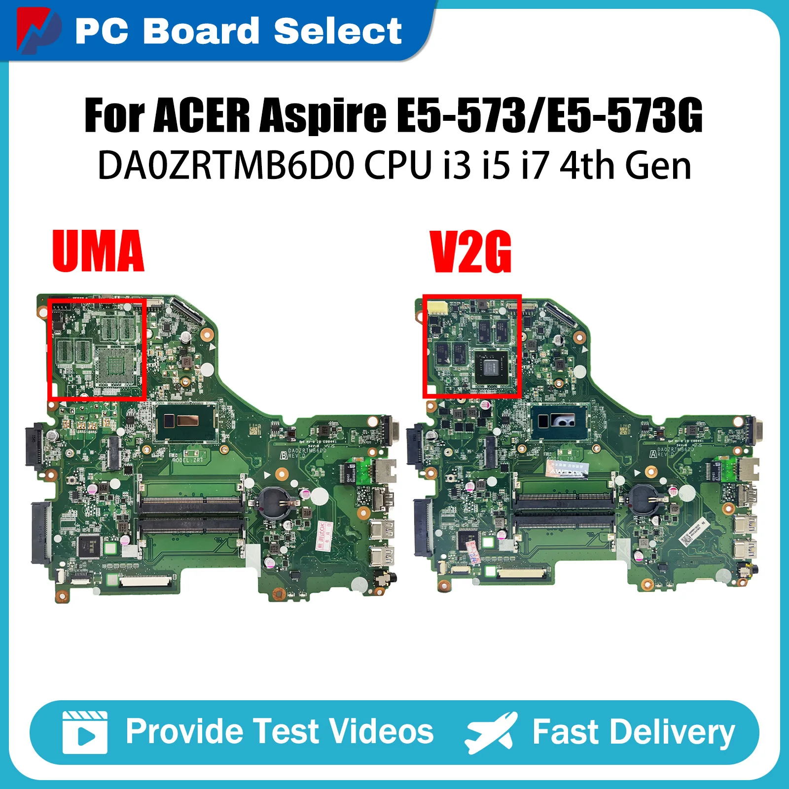 

DA0ZRTMB6D0 Mainboard For Acer Aspire E5-573 E5-573G Laptop Motherboard With Core I3 I5 I7 CPU GT920M ZRT NBMVM11006