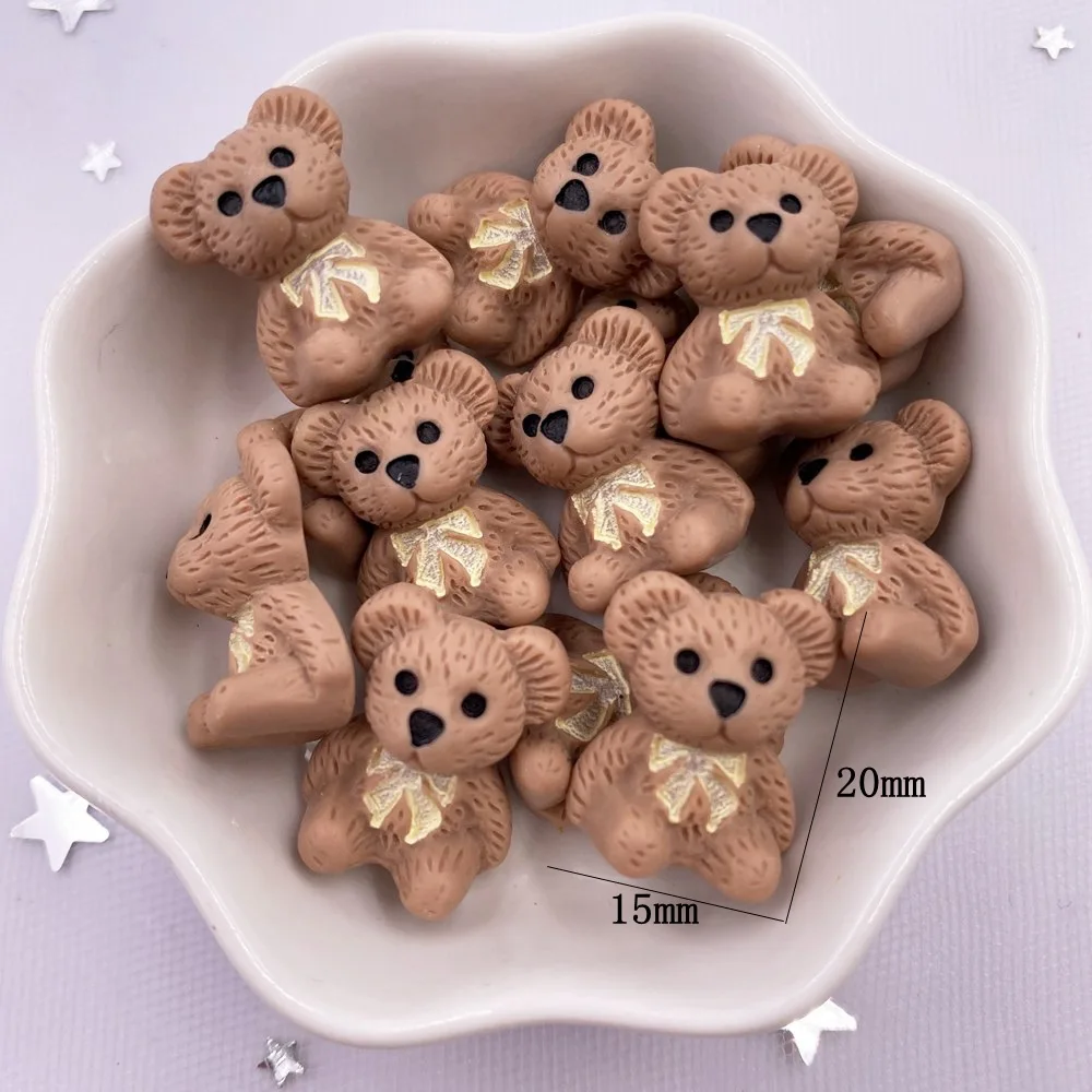 10PCS Hand Painted Resin Kawaii Colorful Bear Flatback Stone Figurine Scrapbook DIY Decor Home Accessories Crafts M113
