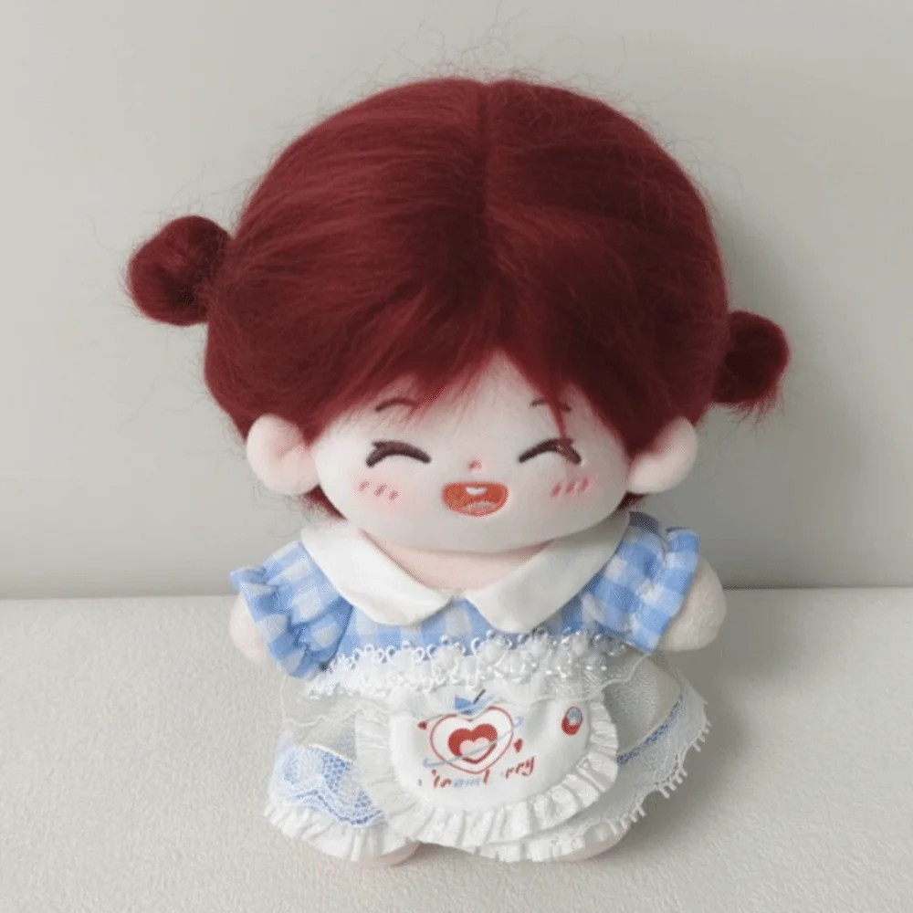 ชุดเดรสลายสก็อต 10 ซม. ชุดตุ๊กตาผ้าฝ้ายพร้อมผ้ากันเปื้อน ชุดตุ๊กตา ชุดมินิ ชุดตุ๊กตาน่ารัก ชุดแต่งตัวตุ๊กตา 10 ซม. ตุ๊กตาผ้าฝ้าย