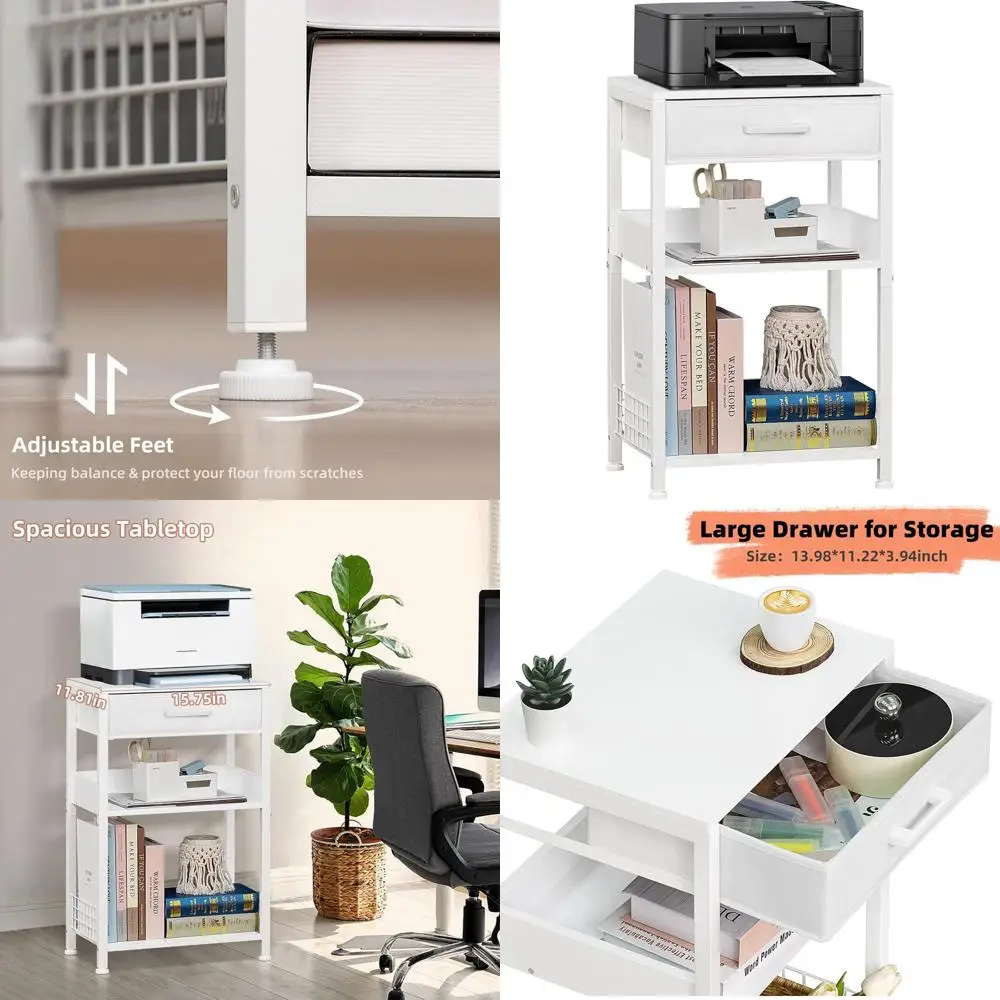 

Трехуровневая подставка для принтера с тканевым покрытием и местом для хранения для домашнего офиса и сканера