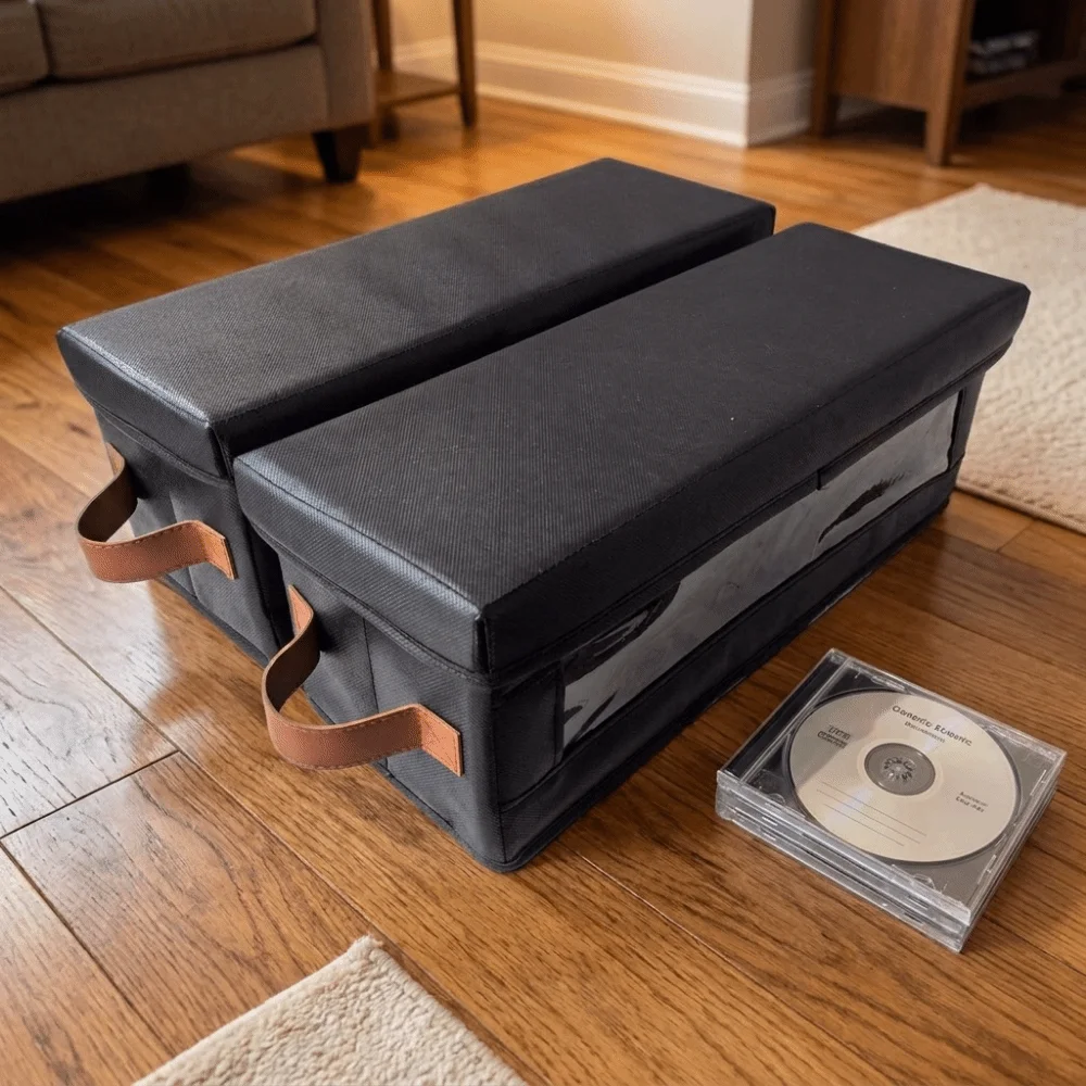Non-woven Fabric Visible Window CD Storage Box Dust-proof Folding CD Case Stackable Large Capacity Disc Organizer Office