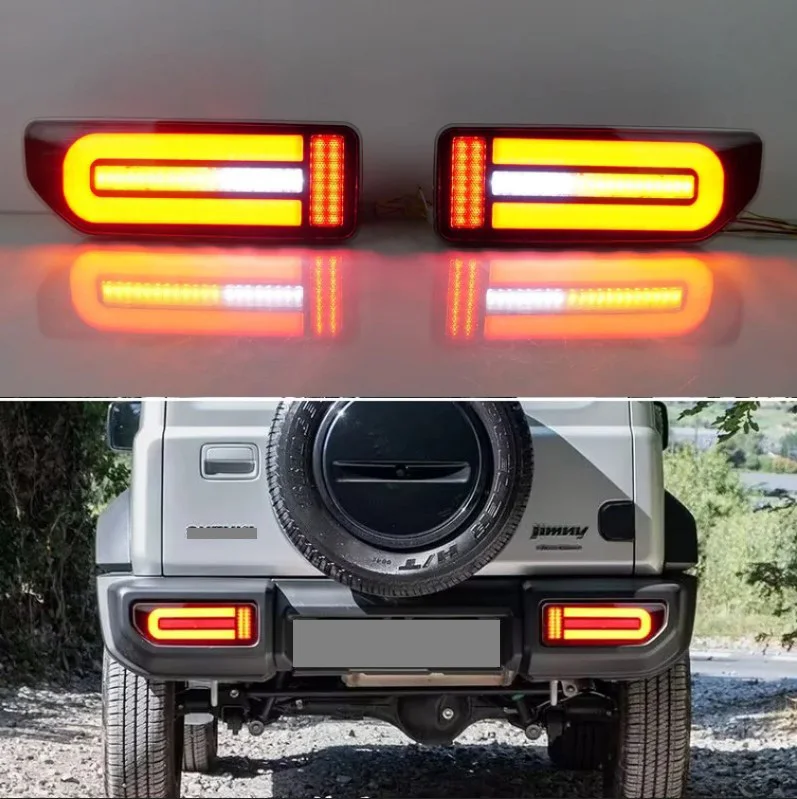 1 Pair Car LED Tail Light Taillight For Suzuki Jimny JB64 JB74 2019-2024 LED Rear Running Light + Brake + Dynamic Turn Signal