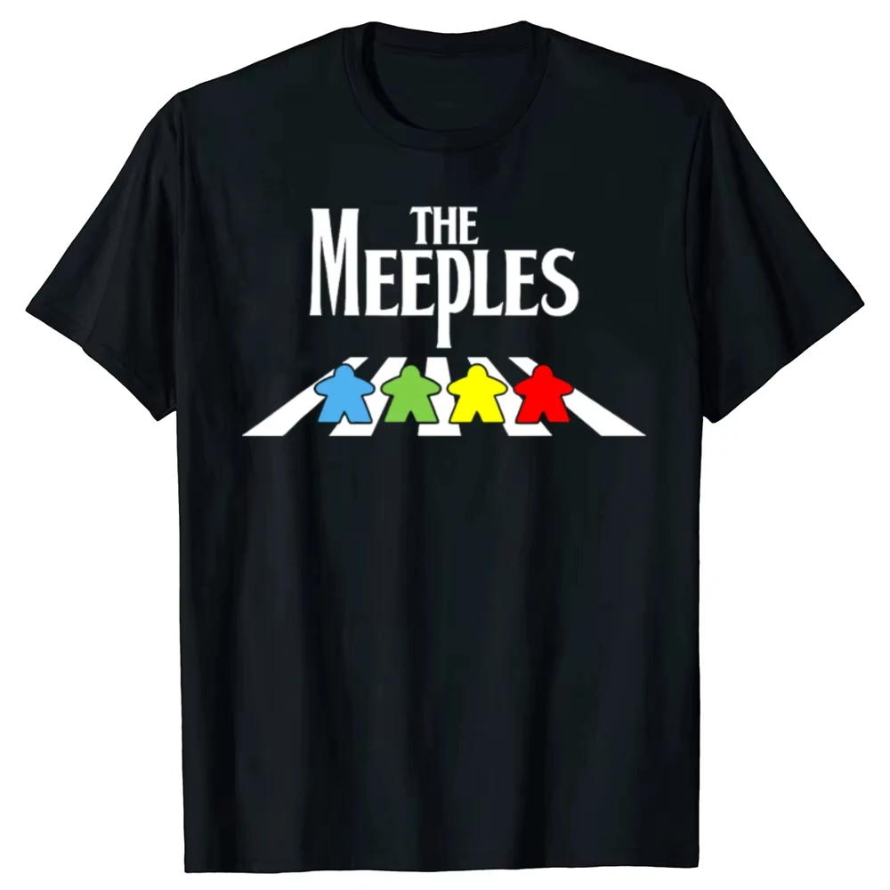 Men The Meeples Casual Printed T-Shirt Crew Neck Short Sleeve All-Season Unisex Tee Regular Fit Ideal for Board Game Enthusiasts