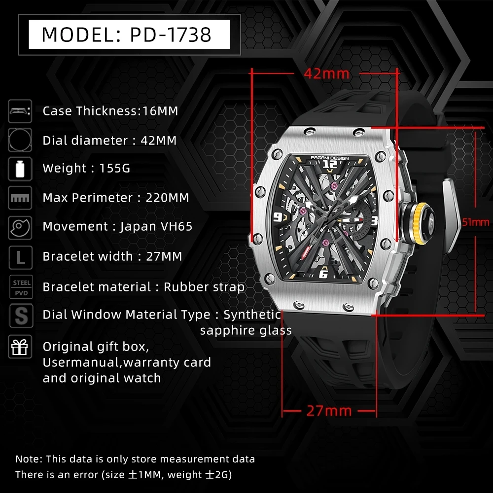 2023 PAGANI DESIGN New VH65 Men\'s Quartz Watch Luxury Sapphire Glass 5ATM Waterproof Stainless Steel Watch for Men reloj hombre